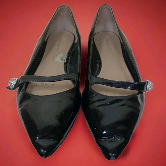 ANN TAYLOR Patent Leather MARY JANE Black FLATS Sz 8.5 M - Picture 1 of 15